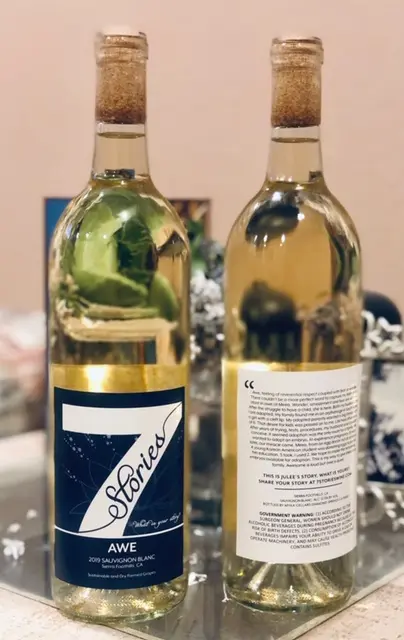 Original 7 Stories Awe bottle photograph showing the authentic label