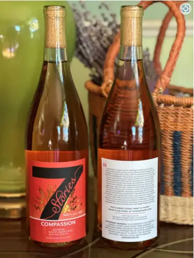 Original 7 Stories Compassion bottle photograph showing the authentic label