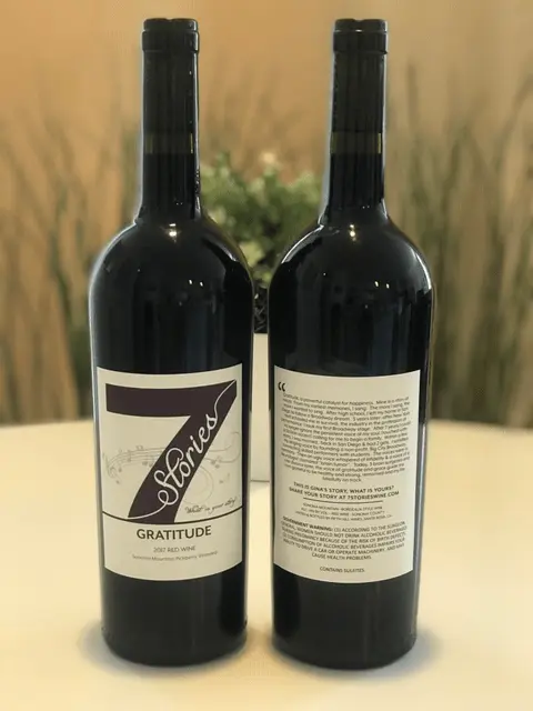 Original 7 Stories Gratitude bottle photograph showing the authentic label