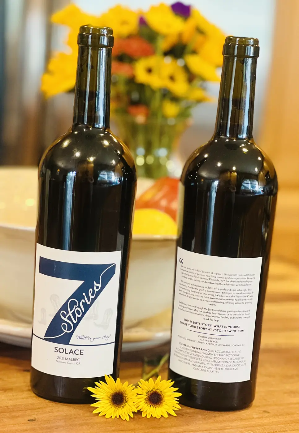 Original 7 Stories Solace bottle photograph showing the authentic label
